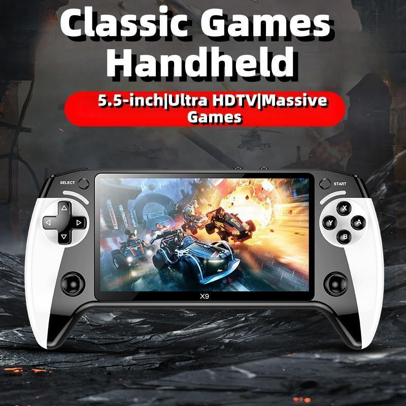 X9 Handheld Game Console, Rechargeable Portable Game Console with Built-In 10 Emulator Games, Handheld Wireless Gaming Console for Home & Travel, Protective-Yy
