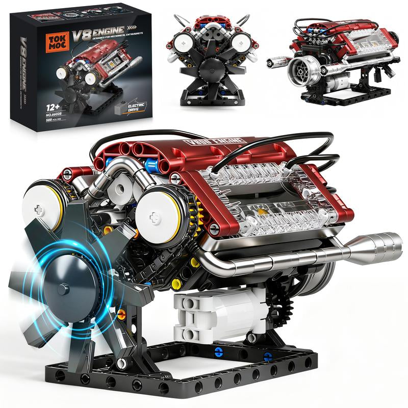 V8 Engine Model Kit DIY Mechanical Building Set with Moving Parts Collectible Desktop Toy Ideal Gift for Car Lovers