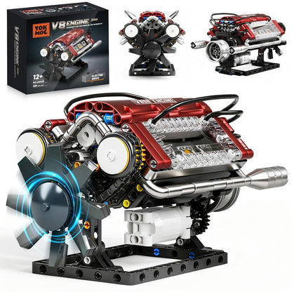 V8 Engine Model Kit DIY Mechanical Building Set with Moving Parts Collectible Desktop Toy Ideal Gift for Car Lovers