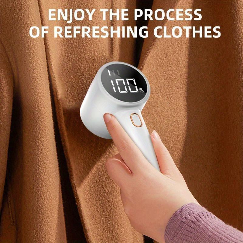 Fabric Shaver, Lint Remover Rechargeable, Electric Portable Sweater Defuzzer with 3 Speeds, 6 Leaf Blades, Digital LED Display to Remove Pilling for Clothes, Furniture, Sweater, Couch, Blanket