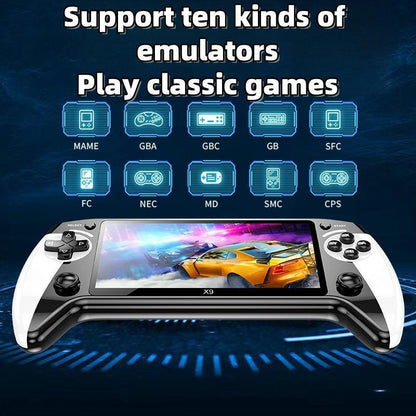 X9 Handheld Game Console, Rechargeable Portable Game Console with Built-In 10 Emulator Games, Handheld Wireless Gaming Console for Home & Travel, Protective-Yy