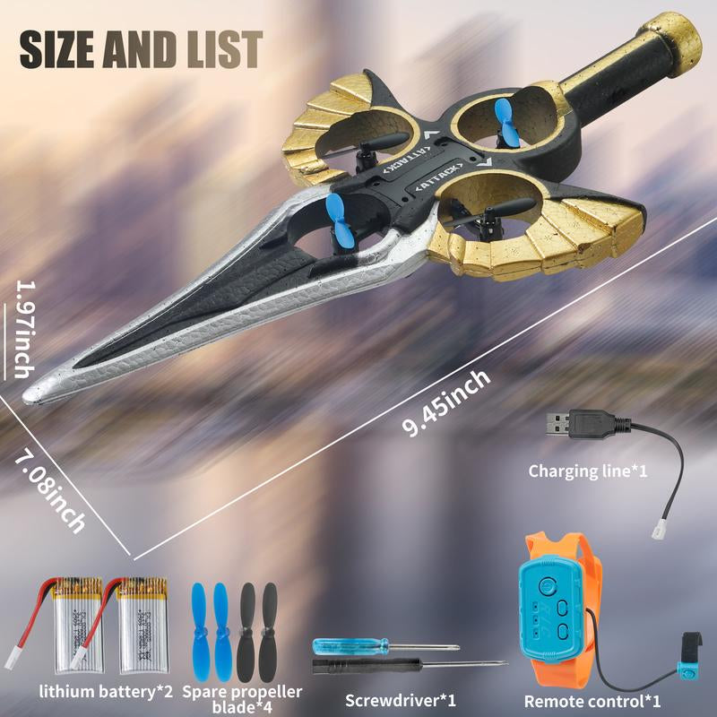 Flying Battle Sword – LED Hover Spinner Toy with Gesture Control & Watch Remote, Includes 2 Rechargeable Batteries, Fun Flying Toy for Kids