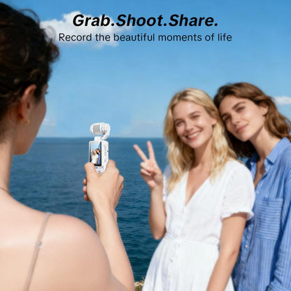 【Christmas Gift】W&O Portable 2.5K Ultra HD Video Recorder with 180° Rotating Lens Handheld Stabilizer Pocket Camera Full Body for Vlogging Travel Daily Life Recording USB Rechargeable Black Durable Construction Camcorder