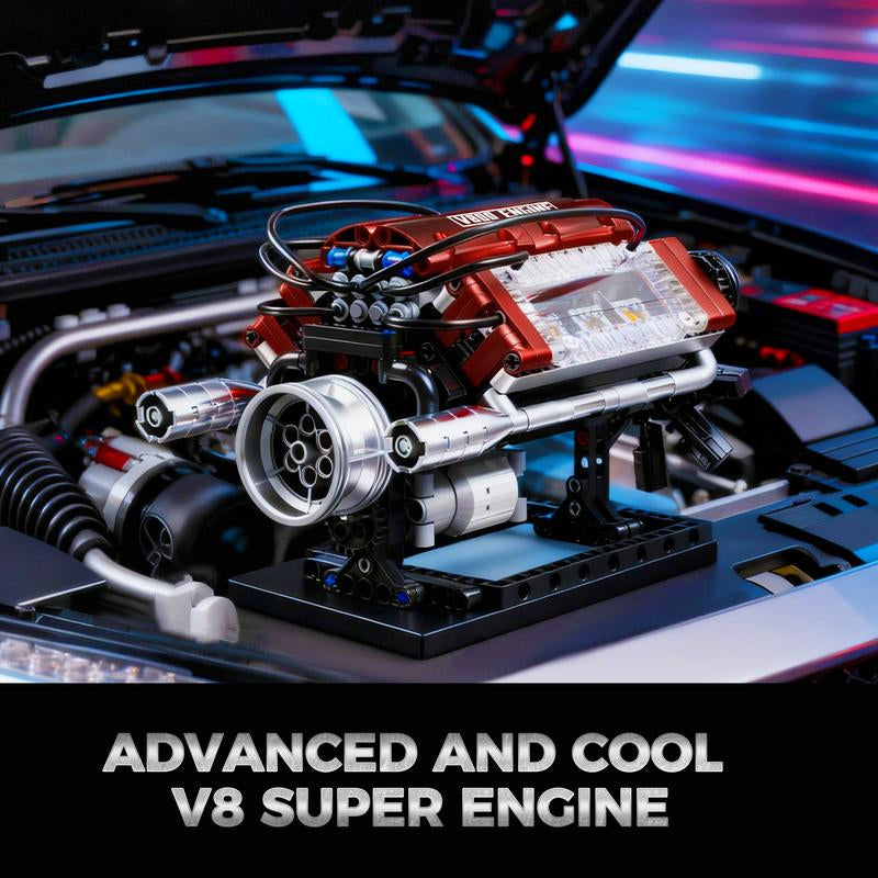 V8 Engine Model Kit DIY Mechanical Building Set with Moving Parts Collectible Desktop Toy Ideal Gift for Car Lovers
