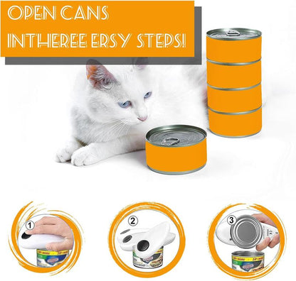 One Touch Electric Can Opener Fits Almost All Can Sizes for Seniors with Arthritis, Hand Held Battery Operated Can Opener with Smooth Edge, Food Safe Kitchen Gadgets Automatic Can Opener for Kitchen（White）