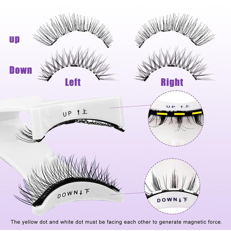 4 Pairs Magnetic Eyelashes Natural Look Kit False Eyelashes No Glue Needed - Reusable False Eyelashes Soft Magnetic Eyelashes Easy to Wear and Remove Use at Home