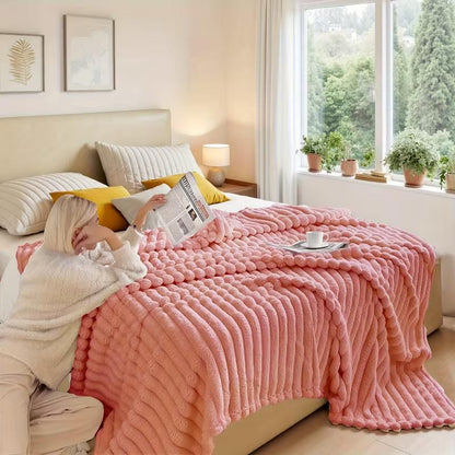 UFIST Luxurious Faux Rabbit Fur Throw Blanket - Ultra-Soft Warm Cozy Bedspread, Multi-Color Contemporary Rabbit Light Beige Texture for Couch, Bed, Travel - All-Season Christmas Gift Bedspread