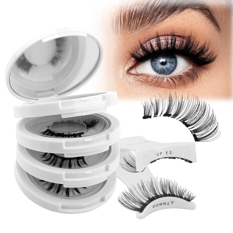 4 Pairs Magnetic Eyelashes Natural Look Kit False Eyelashes No Glue Needed - Reusable False Eyelashes Soft Magnetic Eyelashes Easy to Wear and Remove Use at Home