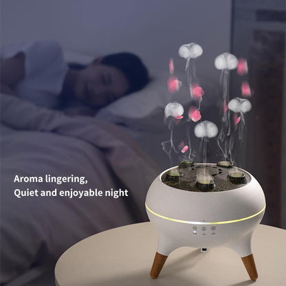 Dynamic Multi-Spray Aromatherapy Machine Desktop Flame Humidifier Household Large Fog Colorful Light with Remote Control Jellyfish Diffuser