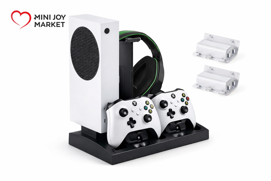 MENEEA Charger Stand for Xbox Series S with Cooling Fan,Meneea Vertical Charging Dock Station Accessories for Xbox Series S with 2 X 1400Mah Rechargeable Battery & Cover & Earphone Bracket Console Smartphone