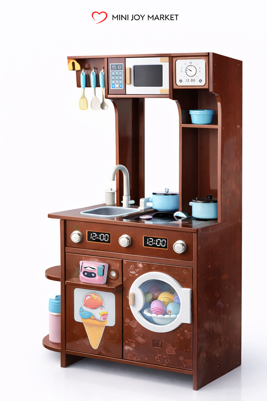 EROMMY Kids Play Kitchen Set, Kids Cooking Pretend Play Set, Kitchen Playset for Kids, Playset Interactive Toy, Blue&Pink Childhood