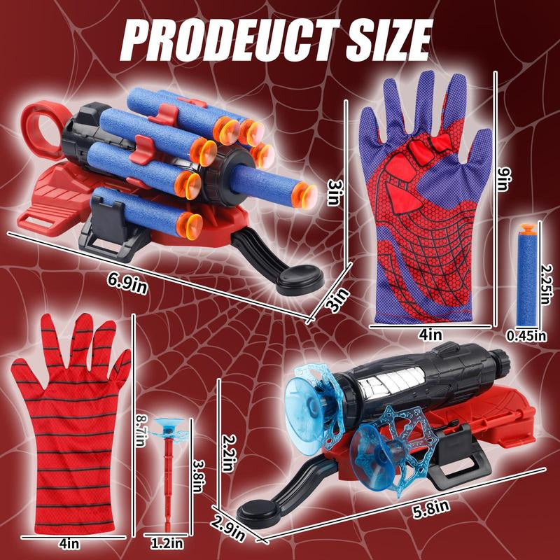 Spider Web Shooters Wrist Launcher Toys for Kids with Hero Gloves Spider Hero Cosplay Costume Prop Launcher Wrist Toy Gift for Boys Girls Ages 5-7 Outdoor Fun Toys