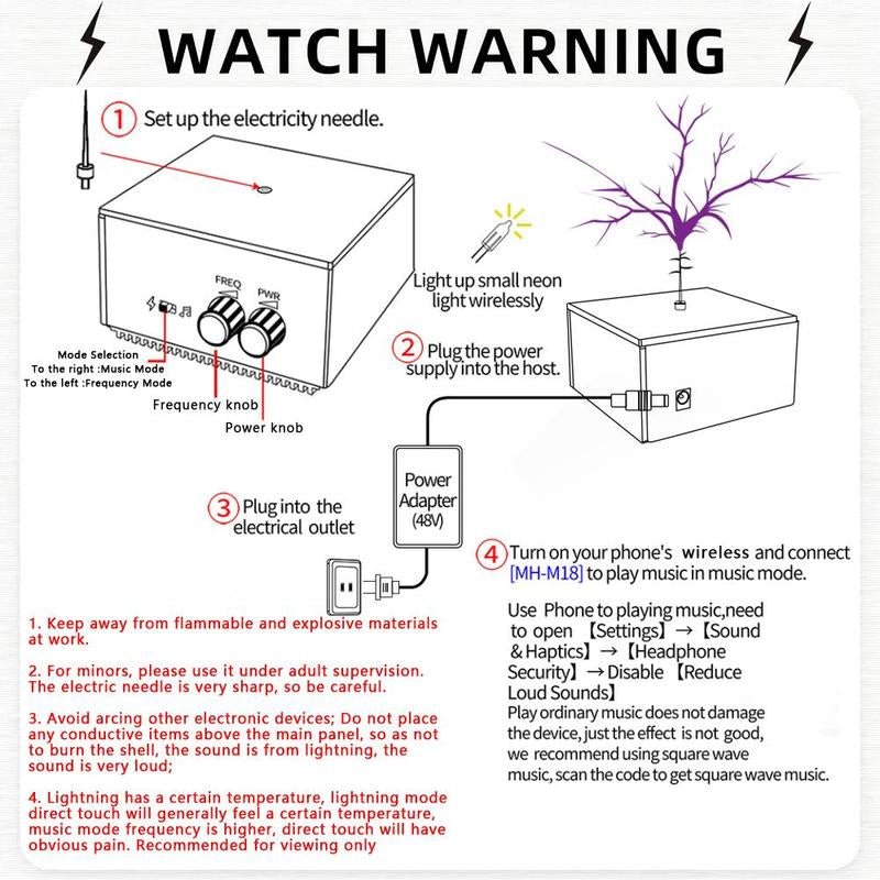 Hand Touch Sensor Electric Arc Light, Music Tesla Coil Light, Novelty Lighting for Home, Party & Holiday Decoration