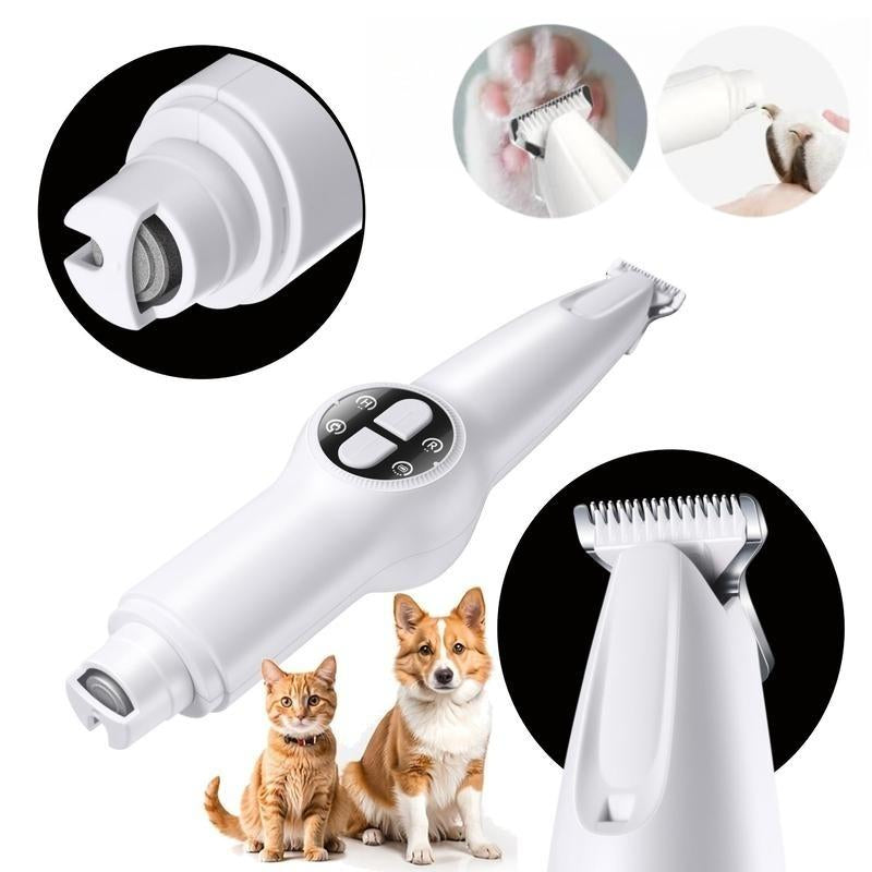 Dog Paw Trimmer with LED Light, Upgraded 2 in 1 Dog Grooming Kit, Cordless Pet Nail Trimmers Grinder with 3 Ports for Small Medium Large Dogs, Pet Micro Precision Electric Trimmer for Paws Eyes Ears,Cat and Dog Beauty Kit