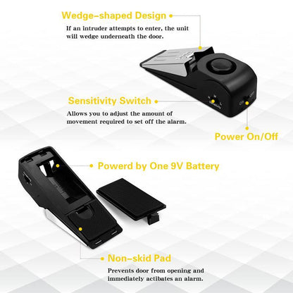 Door Stopper Security Alarm, Battery Required Portable Entrance Alert Door Stop Alarm for Travel Home Apartment House, Motion Sensor, Safety (Without Battery), Mini Travel Products, Traveling Gadgets, Wireless Indoor Security, Personal Safety Alarm