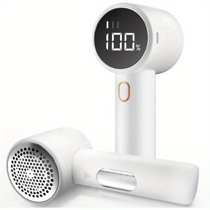 Fabric Shaver, Lint Remover Rechargeable, Electric Portable Sweater Defuzzer with 3 Speeds, 6 Leaf Blades, Digital LED Display to Remove Pilling for Clothes, Furniture, Sweater, Couch, Blanket