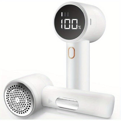 Fabric Shaver, Lint Remover Rechargeable, Electric Portable Sweater Defuzzer with 3 Speeds, 6 Leaf Blades, Digital LED Display to Remove Pilling for Clothes, Furniture, Sweater, Couch, Blanket