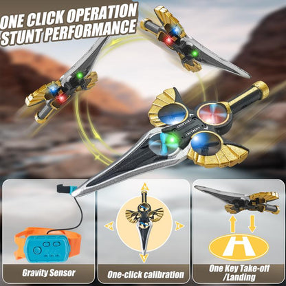 Flying Battle Sword – LED Hover Spinner Toy with Gesture Control & Watch Remote, Includes 2 Rechargeable Batteries, Fun Flying Toy for Kids