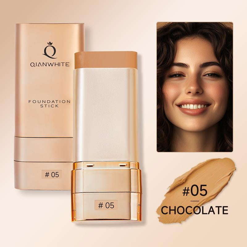 QIANWHITE Luminous Dual-Ended Concealer Foundation Stick – Built-In Brushes, Complimentary Puff, 24H Long-Lasting Waterproof Sweatproof, One-Swipe Even Flawless Base