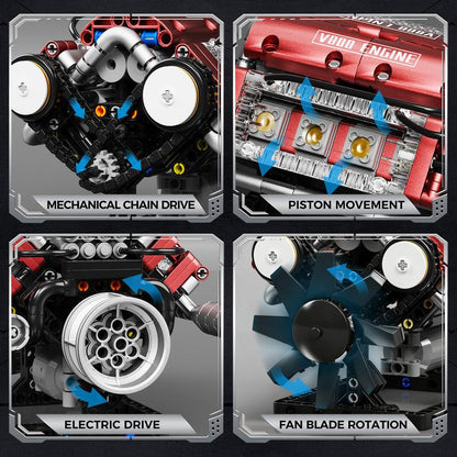 V8 Engine Model Kit DIY Mechanical Building Set with Moving Parts Collectible Desktop Toy Ideal Gift for Car Lovers