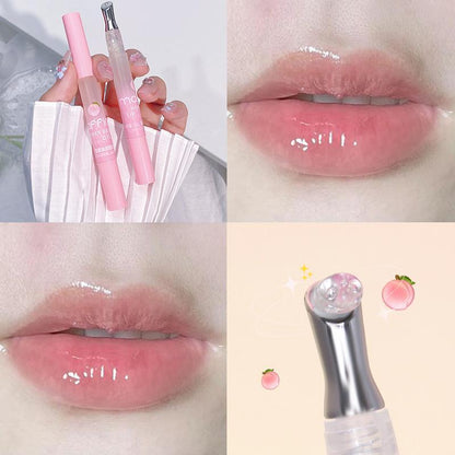 Peach Flavor Lip Serum, 2 Counts/Set Moisturizing Lightweight Non-Greasy Lip Oil, Hydrating Lip Care Product for Women & Girls