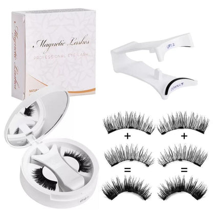 4 Pairs Magnetic Eyelashes Natural Look Kit False Eyelashes No Glue Needed - Reusable False Eyelashes Soft Magnetic Eyelashes Easy to Wear and Remove Use at Home