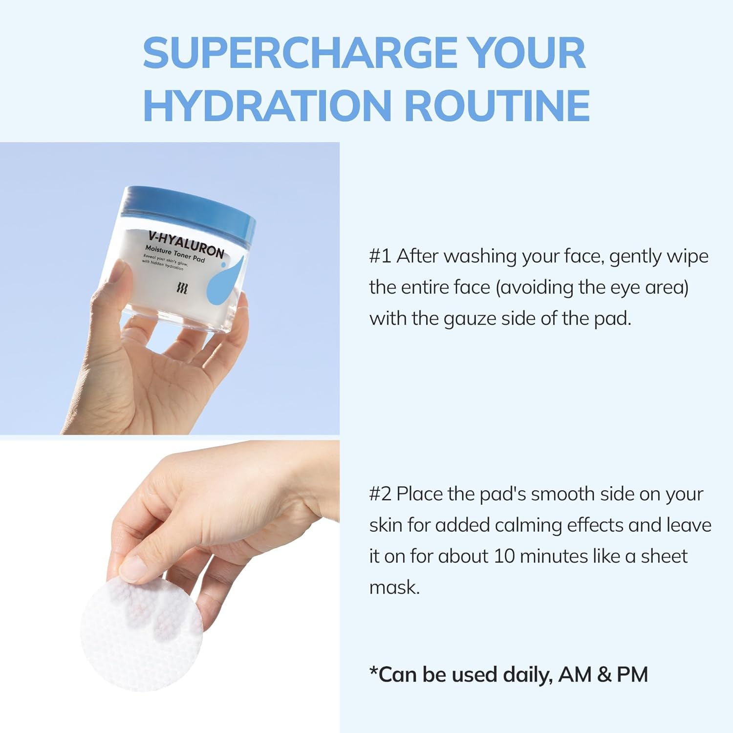 MERZY V-Hyaluron Moisture Toner Pad 60 Count, Vegan, Paraben & Fragance-Free Korean Skin Care
