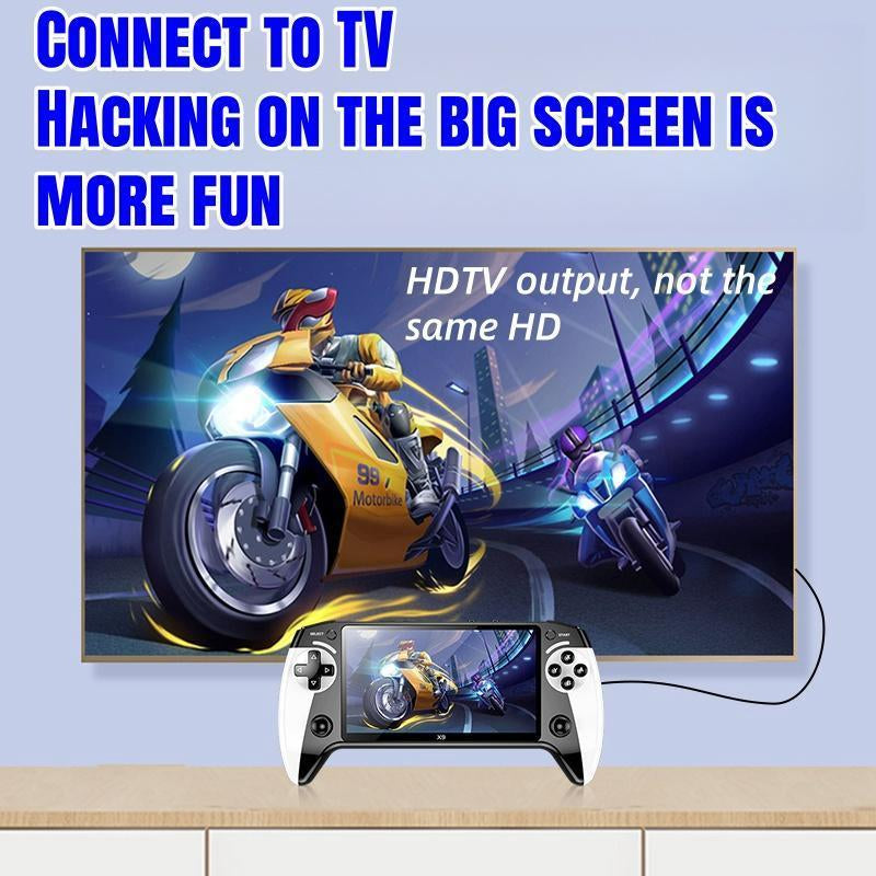 X9 Handheld Game Console, Rechargeable Portable Game Console with Built-In 10 Emulator Games, Handheld Wireless Gaming Console for Home & Travel, Protective-Yy