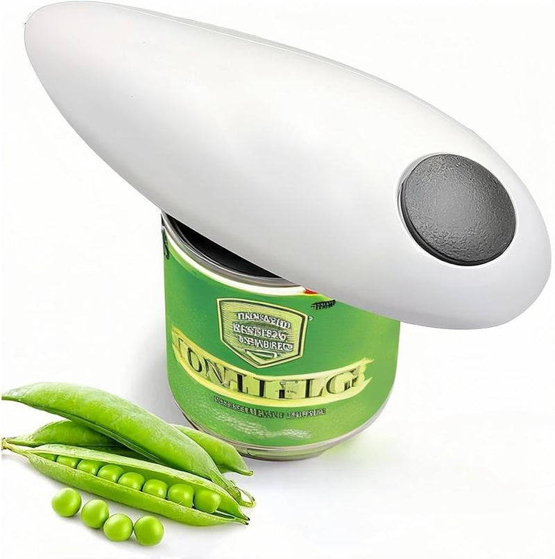 One Touch Electric Can Opener Fits Almost All Can Sizes for Seniors with Arthritis, Hand Held Battery Operated Can Opener with Smooth Edge, Food Safe Kitchen Gadgets Automatic Can Opener for Kitchen（White）