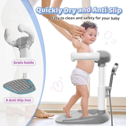 Baby Bathtub with Shower Stand Support | Anti-Pinch Soporte Para Bañera De Bebé, Adjustable Shower Tower & Anti-Slip for Toddler Standing up Themselves,Ideal Gift for Infants 8-36 Months, Find Your Jun #Dealsforyoudays