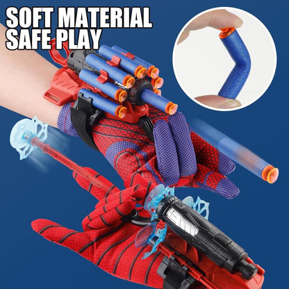 Spider Web Shooters Wrist Launcher Toys for Kids with Hero Gloves Spider Hero Cosplay Costume Prop Launcher Wrist Toy Gift for Boys Girls Ages 5-7 Outdoor Fun Toys