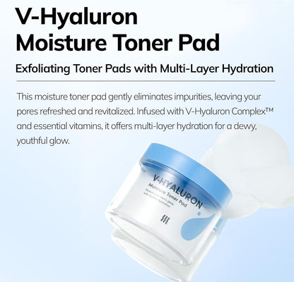 MERZY V-Hyaluron Moisture Toner Pad 60 Count, Vegan, Paraben & Fragance-Free Korean Skin Care