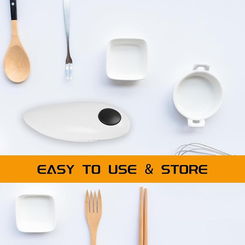 One Touch Electric Can Opener Fits Almost All Can Sizes for Seniors with Arthritis, Hand Held Battery Operated Can Opener with Smooth Edge, Food Safe Kitchen Gadgets Automatic Can Opener for Kitchen（White）