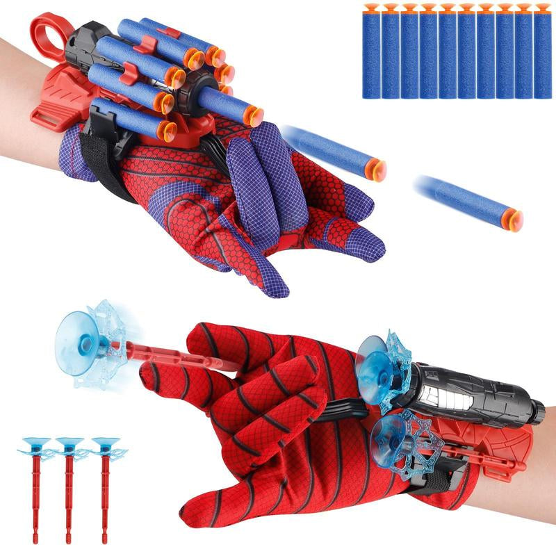 Spider Web Shooters Wrist Launcher Toys for Kids with Hero Gloves Spider Hero Cosplay Costume Prop Launcher Wrist Toy Gift for Boys Girls Ages 5-7 Outdoor Fun Toys