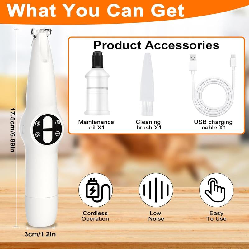 Dog Paw Trimmer with LED Light, Upgraded 2 in 1 Dog Grooming Kit, Cordless Pet Nail Trimmers Grinder with 3 Ports for Small Medium Large Dogs, Pet Micro Precision Electric Trimmer for Paws Eyes Ears,Cat and Dog Beauty Kit