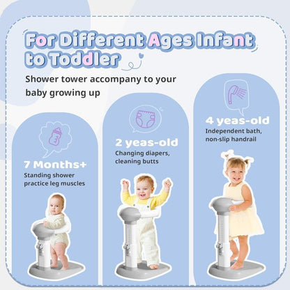 Baby Bathtub with Shower Stand Support | Anti-Pinch Soporte Para Bañera De Bebé, Adjustable Shower Tower & Anti-Slip for Toddler Standing up Themselves,Ideal Gift for Infants 8-36 Months, Find Your Jun #Dealsforyoudays