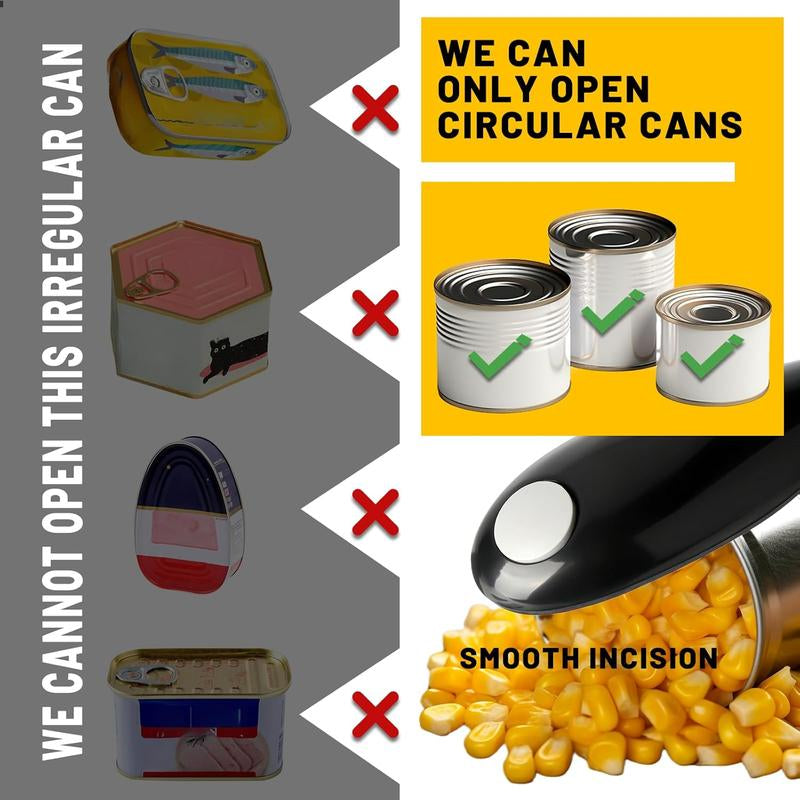 One Touch Electric Can Opener Fits Almost All Can Sizes for Seniors with Arthritis, Hand Held Battery Operated Can Opener with Smooth Edge, Food Safe Kitchen Gadgets Automatic Can Opener for Kitchen（White）