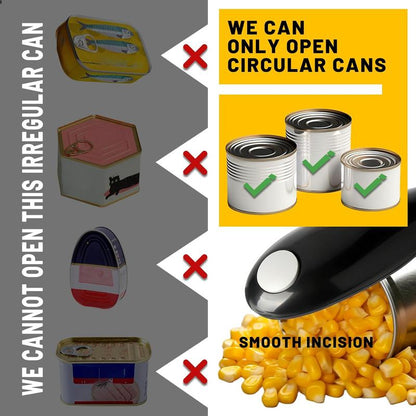 One Touch Electric Can Opener Fits Almost All Can Sizes for Seniors with Arthritis, Hand Held Battery Operated Can Opener with Smooth Edge, Food Safe Kitchen Gadgets Automatic Can Opener for Kitchen（White）