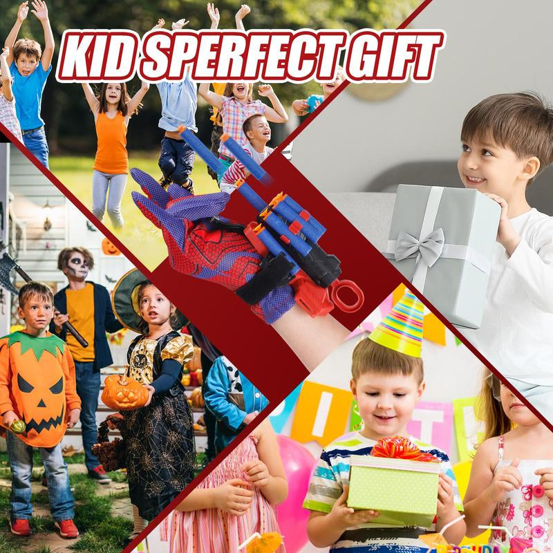 Spider Web Shooters Wrist Launcher Toys for Kids with Hero Gloves Spider Hero Cosplay Costume Prop Launcher Wrist Toy Gift for Boys Girls Ages 5-7 Outdoor Fun Toys