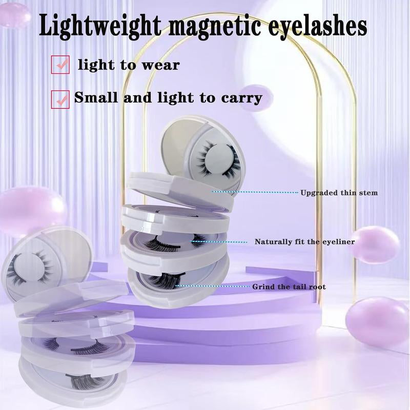4 Pairs Magnetic Eyelashes Natural Look Kit False Eyelashes No Glue Needed - Reusable False Eyelashes Soft Magnetic Eyelashes Easy to Wear and Remove Use at Home
