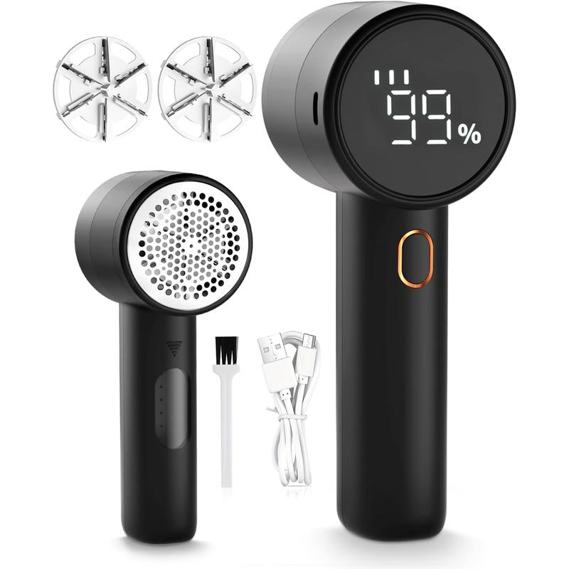 Fabric Shaver, Lint Remover Rechargeable, Electric Portable Sweater Defuzzer with 3 Speeds, 6 Leaf Blades, Digital LED Display to Remove Pilling for Clothes, Furniture, Sweater, Couch, Blanket
