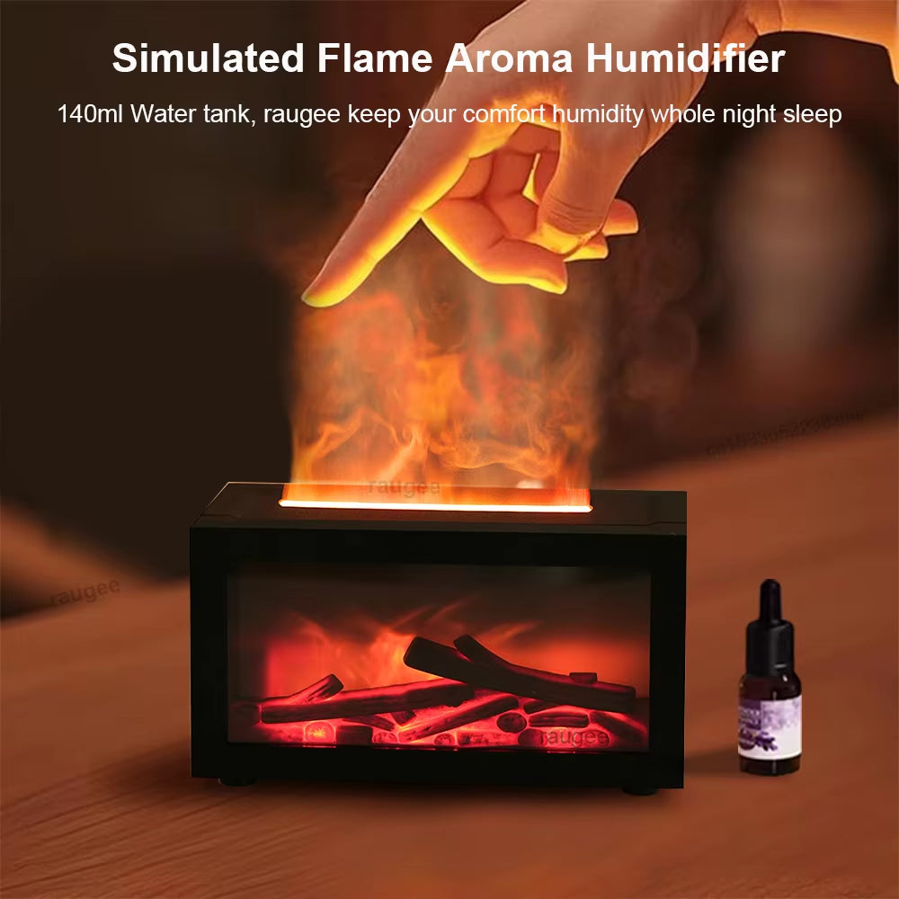 Fireplace Humidifier Aroma Flame Humidifier Fragrance Diffuser Aromatherapy Essential Oil Diffuser Fire Humidifier for Home Room