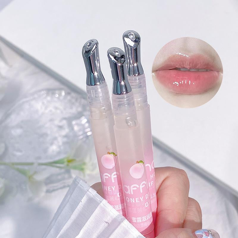 Peach Flavor Lip Serum, 2 Counts/Set Moisturizing Lightweight Non-Greasy Lip Oil, Hydrating Lip Care Product for Women & Girls