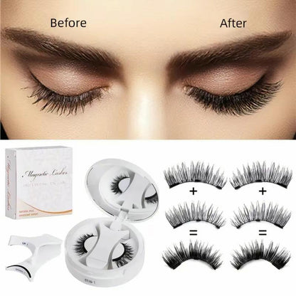 4 Pairs Magnetic Eyelashes Natural Look Kit False Eyelashes No Glue Needed - Reusable False Eyelashes Soft Magnetic Eyelashes Easy to Wear and Remove Use at Home