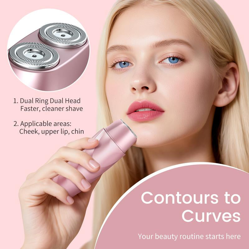 LILA Dual-Head Mini Electric Beard Shaver – Waterproof Rechargeable 2-In-1 Razor, Portable Full Body and Facial Epilator for Painless Trimming of Pubic Hair, Face, Underarms and Legs – 2025 New Shaver