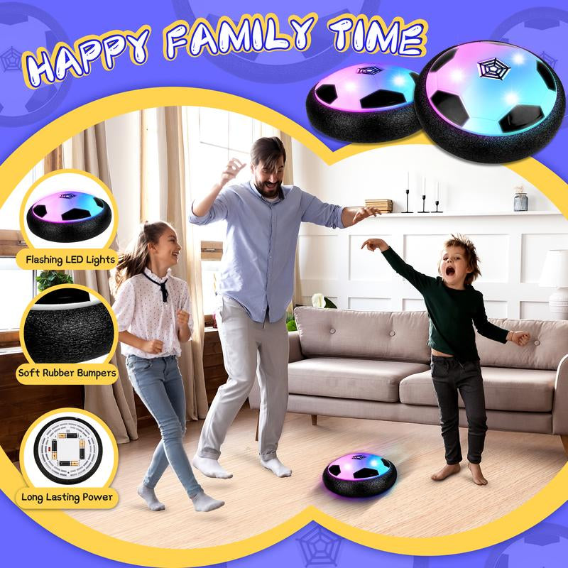 2 Pack Hover Soccer Ball for Kids Indoor Toys for Boys Age 6, 7, 8, 9, 10, 11, 12 Year Old, Boy Birthday Gifts, Rechargeable Air Floating Soccer Toy with LED Lights Foam Bumper