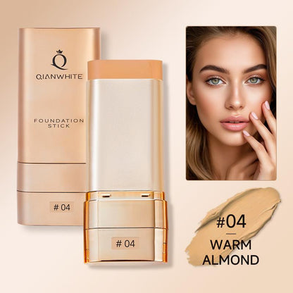 QIANWHITE Luminous Dual-Ended Concealer Foundation Stick – Built-In Brushes, Complimentary Puff, 24H Long-Lasting Waterproof Sweatproof, One-Swipe Even Flawless Base