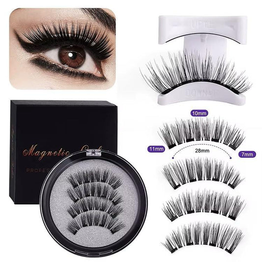 4 Pairs Magnetic Eyelashes Natural Look Kit False Eyelashes No Glue Needed - Reusable False Eyelashes Soft Magnetic Eyelashes Easy to Wear and Remove Use at Home