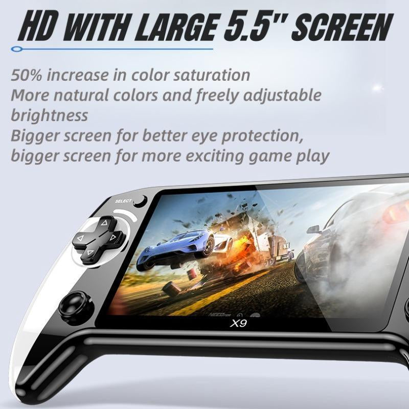 X9 Handheld Game Console, Rechargeable Portable Game Console with Built-In 10 Emulator Games, Handheld Wireless Gaming Console for Home & Travel, Protective-Yy