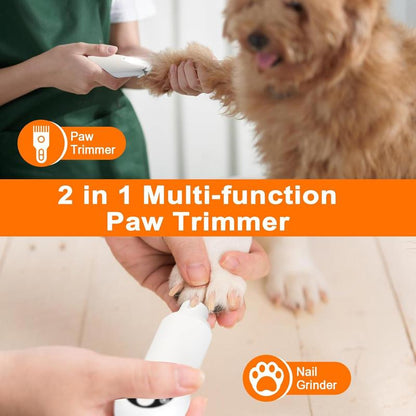 Dog Paw Trimmer with LED Light, Upgraded 2 in 1 Dog Grooming Kit, Cordless Pet Nail Trimmers Grinder with 3 Ports for Small Medium Large Dogs, Pet Micro Precision Electric Trimmer for Paws Eyes Ears,Cat and Dog Beauty Kit